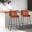 Artiss Bar Stools Kitchen Counter Barstools Leather Metal Chairs Brown x2
