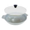 KOMAN Shinewon Vinch IH Two Hands Wok + Glass Lid 28cm Ceramic Non-stick Titanium GREY