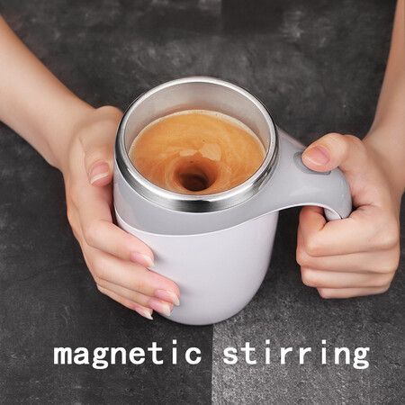 Automatic Self Stirring Magnetic Mug Stainless Steel Temperature Difference Coffee Mixing Cup Blender Smart Mixer Thermal Cup Color White