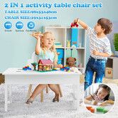 Kids Lego Activity Table Chair Set with Board Storage Building Block Toy Play Study Desk