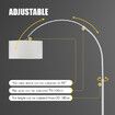 White Arc LED Floor Lamp Corner Standing Reading Light Adjustable Living Room Bedroom