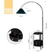 Black LED Floor Lamp Arc Corner Standing Reading Light Height Adjustable Storage Shelves Drawer