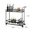 Black Bar Cart Coffee Rolling Trolley Tea Drinks Cocktail Wine Mobile Trolly Glass Shelves Lockable Wheels