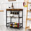 Rolling Bar Cart Mobile Drinks Coffee Tea Serving Trolley Wine Rack Glass Holder Removable Top Tray Brown