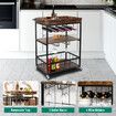 Rolling Bar Cart Mobile Drinks Coffee Tea Serving Trolley Wine Rack Glass Holder Removable Top Tray Brown