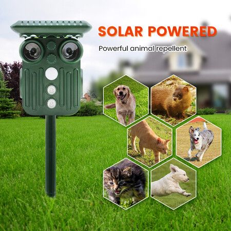 Animal Insect Repellent Solar Rechargeable Ultrasonic Motion Sensor Multifunctional Fox Bird Repellent For Garden Pest Control