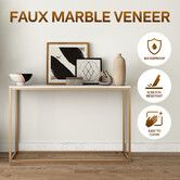 Hall End Console Table Sofa Entrance Plant Flower Stand TV Shelf Faux Marble Gold