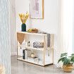 Gold Console Sofa Table End Side Faux Marble Rectangular TV Console Stand Entryway Shelf 3 Tiers Metal Frame