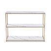 Gold Console Sofa Table End Side Faux Marble Rectangular TV Console Stand Entryway Shelf 3 Tiers Metal Frame