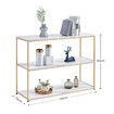 Gold Console Sofa Table End Side Faux Marble Rectangular TV Console Stand Entryway Shelf 3 Tiers Metal Frame