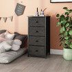 Chest of 4 Drawers Black Fabric Storage Tower Bedroom Dresser Organizer Unit Black