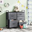 Wide Chest of 5 Drawers Storage Organizer Unit Bedroom Dresser Fabric Grey