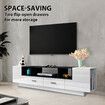 Modern TV Stand Unit Storage Cabinet Entertainment Console High Gloss Front 2 Drawer Black and White 180cm