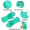 Pet Grooming Silicone Gloves for Cat Dog Bathing Brush with Long Bristles, Heat Resistant Silicone Pet Hair Removal Gloves  Green