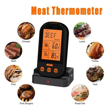 Meat Thermometers Lcd Digital Double Probe Remote Wireless Bbq Grill Kitchen Thermometer Home Cooking Tools With Timer Alarm