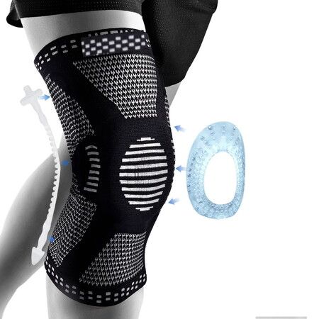 L 36-40cm Knee Brace, Knee Compression Sleeve Support with Patella Gel Pads ACL, Arthritis, Joint Pain Relief for 60-80kg