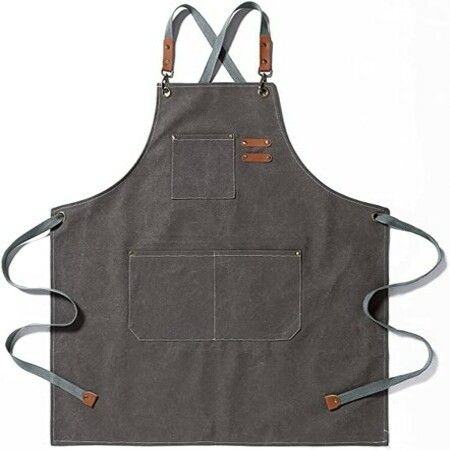 Chef Aprons for Men Women Cooking Kitchen Canvas Apron (Grey)