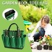 Green multifunctional portable garden storage bag with inside and outside pockets tote bag garden supplies