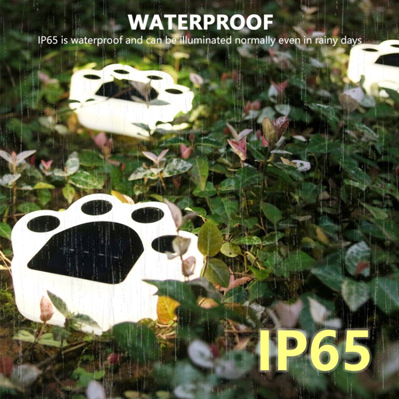 4pcs Set Solar Paw Print Lights Bear Dog Cat Animal Garden Lights Paw Lamp Pathway Lawn Yard Outdoor Decorations Foot Print LED