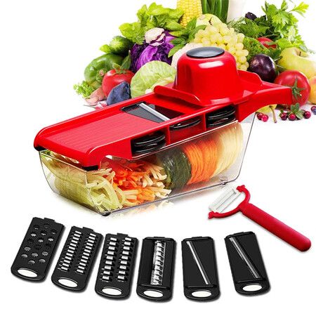 Multifunctional Vegetable Slicer Mandolin Slicer Potato Peeler Carrot Cheese Grater Vegetable Slicer Kitchen Accessories Gift Red
