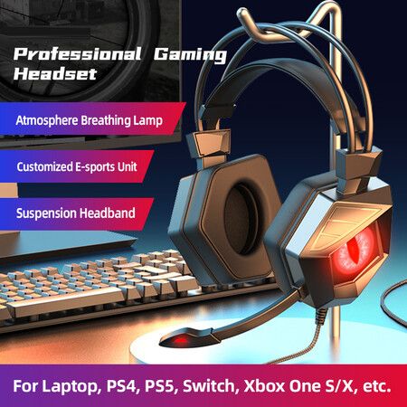 2022 Newest Headphone& Earphone Wired PC Gamer Headphone Gift Stereo Gaming Headset are Suitable for Laptops, PS4, PS5, Switch, Xbox One S/X, Etc. Color Red
