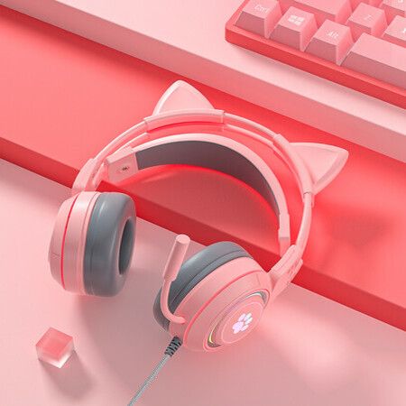 Cat Ear Headphones Gaming Headphones For PC Computer With