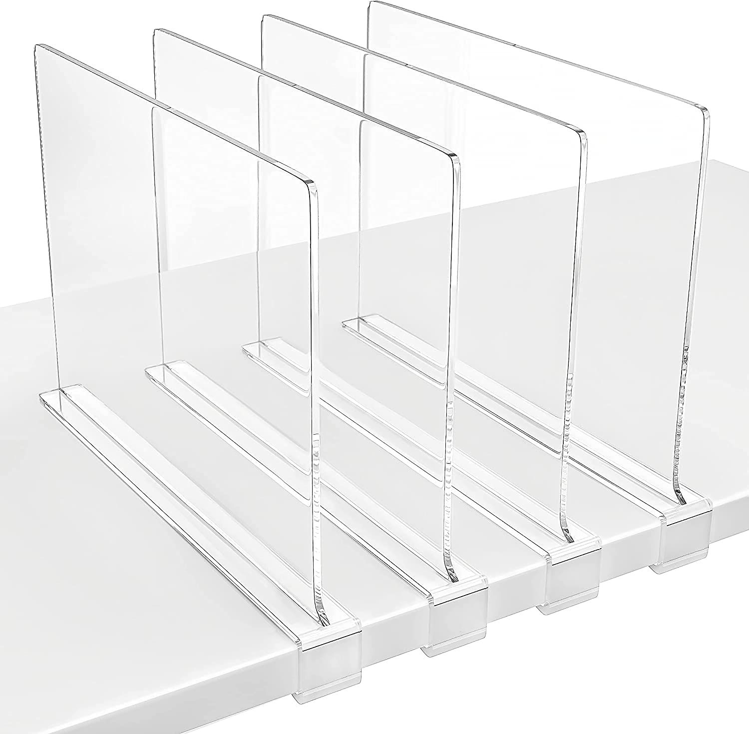 4 Pack Shelf Dividers For Closet Organization,clear Wood Shelves
