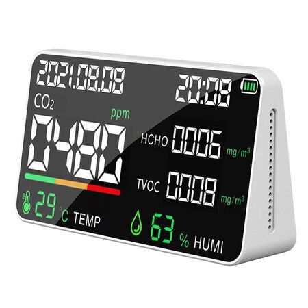 Monitor Air Quality Tester Carbon Dioxide TVOC HCHO Value Device Measuring Temperature Humidity Function Display