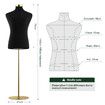 Male Mannequin Torso Dress Form Display Stand Dummy Manikin Dressmakers Metal Base 165-185cm Black