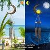 Outdoor Decor Moon Wind Chime Crackle Glass Ball Warm LED Light Waterproof for Garden Yard Patio Lawn(1 Pack)