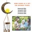 Outdoor Decor Moon Wind Chime Crackle Glass Ball Warm LED Light Waterproof for Garden Yard Patio Lawn(1 Pack)