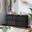 Wide Chest of 5 Drawers Fabric Black Bedroom Dresser Storage Organizer Unit