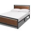 Royal Sleep Double Bed Frame Solid Wooden Pine with Iron Metal Frame