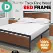 Royal Sleep Double Bed Frame Solid Wooden Pine with Iron Metal Frame