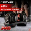 Norflx 24kg Adjustable Dumbbells Home Gym Exercise Equipment Fitness Weights