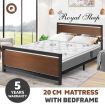 QUEEN Mattress Medium Firm 20cm with Solid Wood Pine Bed Frame Combo Royal Sleep