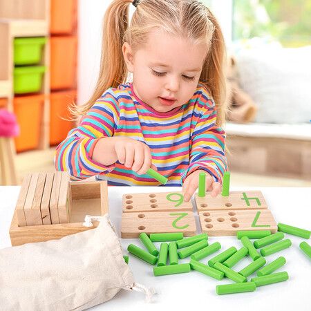 Interesting Learn Maths Wooden Sticks Inserting Counting Rods Educational Kids Toy Gifts