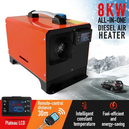 12V Diesel Air Heater 8KW Car Parking All in One Portable Plateau Version LCD Remote Control Black & Red