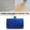 Blue paint roller, rubber, wood grain, diy wall painting tool with handle, home tool