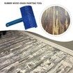 Blue paint roller, rubber, wood grain, diy wall painting tool with handle, home tool