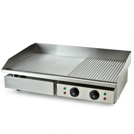 THERMOMATE Commercial Electric Griddle Extra Large 73x40cm 2 x 10A Countertop, Dual Surface