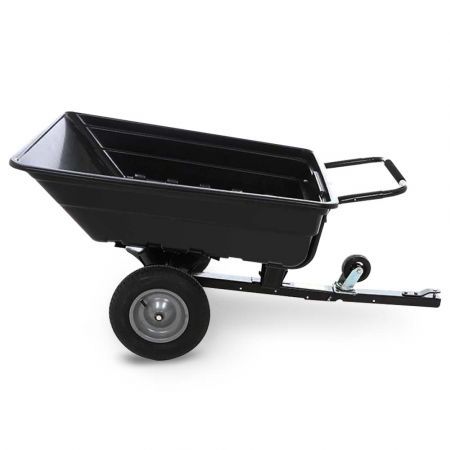 PLANTCRAFT 270kg Capacity 2in1 Poly Dump Cart and Wheelbarrow, Tow-Behind Trailer for Ride-on Mower