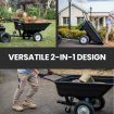 PLANTCRAFT 270kg Capacity 2in1 Poly Dump Cart and Wheelbarrow, Tow-Behind Trailer for Ride-on Mower