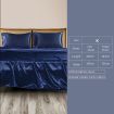 DreamZ Silky Satin Sheets Fitted Flat Bed Sheet Pillowcases Summer King Blue