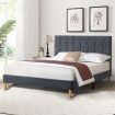 Levede Bed Frame Queen Size Mattress Base Platform Wooden Velevt Headboard Grey