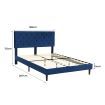 Levede Bed Frame Queen Size Mattress Base Platform Wooden Velevt Headboard Blue