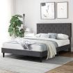 Levede Bed Frame Queen Size Mattress Base Platform Wooden Velevt Headboard Grey