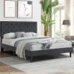 Levede Bed Frame Queen Size Mattress Base Platform Wooden Velevt Headboard Grey