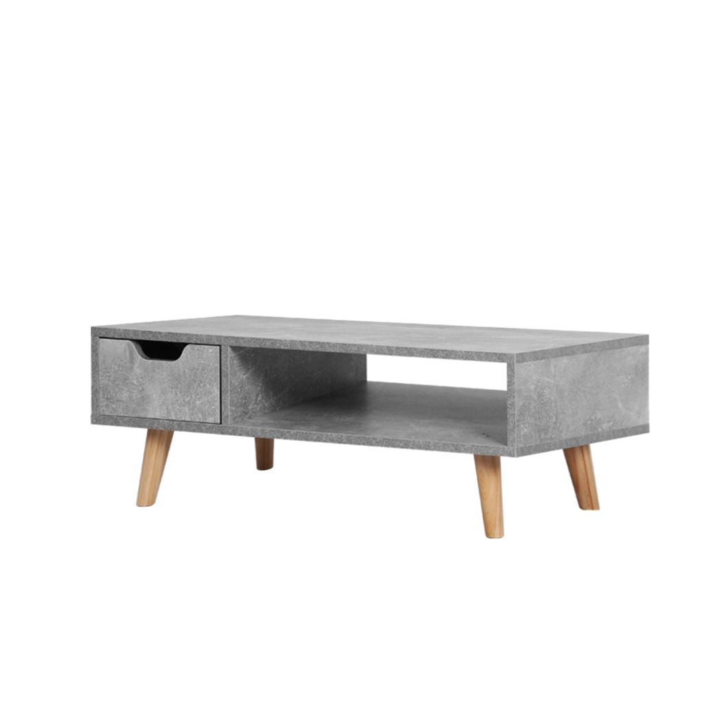 Levede Coffee Table Storage Tables Drawer Wooden Shelf Cabinet Living Room Grey