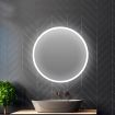 Makeup Mirror LED Light Bathroom Wall Mirrors Anti-fog Clear Round Vanity 50cm